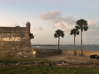 A coquina wall and garita at the Castillo de San Marcos